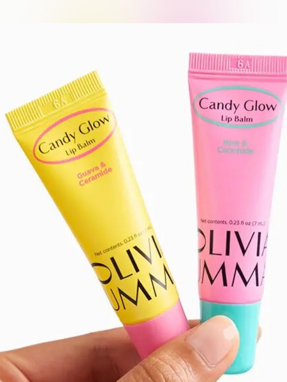 New OLIVIAUMMA Candy Glow Lip Balm Duo in Mint & Guava Double Pack